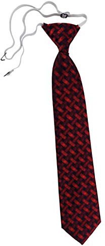 TigerTie Kinderkrawatte in rot weinrot schwarz - Motiv Flechtmuster - Kindersicherheitskrawatte vorgebunden mit Gummizug