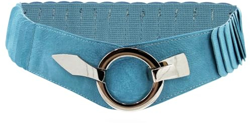 Gloop Damen Taillengürtel Elastischer gürtel 6cm breiter Hüftgürtel silberner Ring