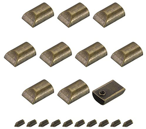 sourcing map 30Pcs Métal Fermeture éclair Bouchons, Rectangle Tirez Extrémités Supérieures Clip Queue Rechange avec Vis pour Bricolage Artisanats, Sac, Bagages, Foncé Bronze