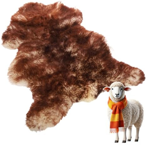 lammfellpark® Weich Schaffell Echt, Premium Lammfell Geflammt 110-120cm Schaffell Teppich - Echtes Naturfell Weich Flauschig Wollteppich, öko Schafsfelle Echt Fell Deko - Teppich Fell Größe XL