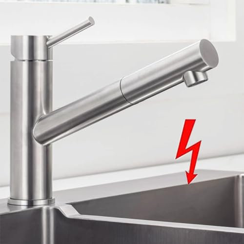 ONECE Rubinetto Cocina a Bassa Pressione per Caldaia, Miscelatore con Doccetta Estraibile, Rubinetti Monocomando per Lavello Girevole a 150° in Acciaio Inox, Acqua Fredda e Calda, Aeratore Rimovibile