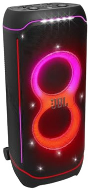 JBL Partybox Ultimate - Multi Purpose Party Speaker, with Wi-fi & Bluetooth Connectivity, Wireless, Lightshow, IPx4 Slashproof, Dual Mic & Guitar Inputs, Handle & Sturdy Wheels, Black