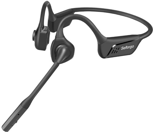 Seflorgo Casque Bluetooth avec Microphone antibruit DSP, Casque Confortable à Oreilles Ouvertes pour Appel, Casque sans Fil avec Bouton muet pour réunion, Travail, enseignement, Conduite 16 Heures