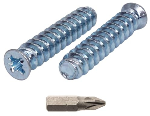 SKIR'CO (100 st) Förzinkade euroskruvar 6,2 x 30 mm, Lådlöparskruvar, platt försänkt huvud, gångjärnsskruvar