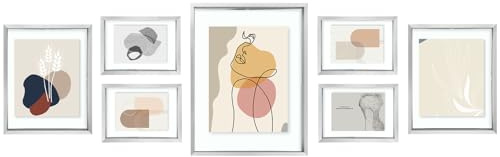 Golden State Art Silver Floating Picture Frame for 11X14, 2-8X10, 4-5X7 Photos, Metal, Modern or Contemporary, Wall Mount