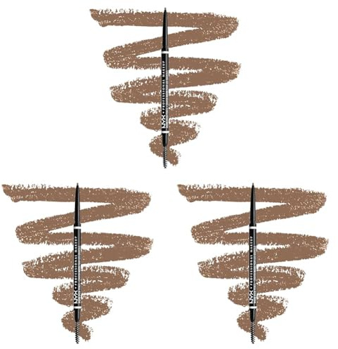 NYX Professional Makeup Augenbrauenstift, Micro Brow Pencil, Beidseitig mit ausdrehbarem Augenbrauenstift und Bürstchen, Vegane Formel, Farbton: Taupe (Packung mit 3)