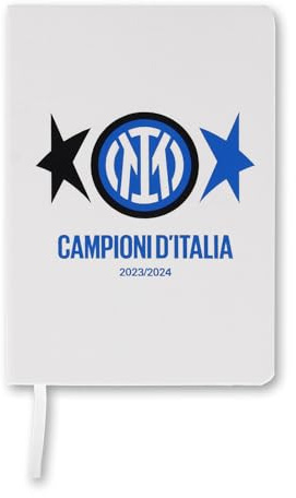 Inter - Agendina Scudetto, Campioni d'Italia 23/24, 2 Stelle, Taccuino a Righe, Copertina Rigida, Chiusura ad Elastico, Formato Large 15x 21 cm