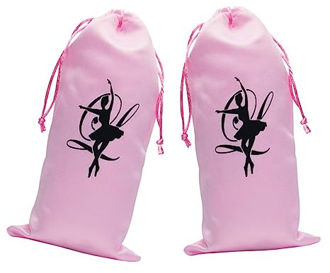 Yardenfun 2 Stück Ballettschuhtasche aus Satin mit Kordelzug Schuhbeutel 13x27cm Aufbewahrungstasche für Tanzschuhe und Zubehör Stabil und Zuverlässig für Tanzübungen und Fitness