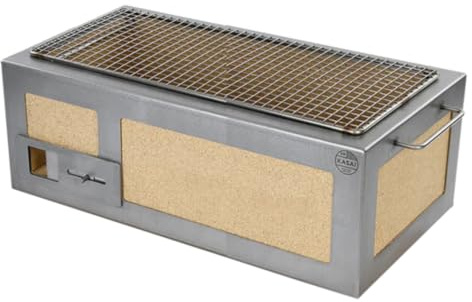 Kasai Konro Medium Long Japanese Charcoal Grill – Table Top Konro BBQ for Sear, Plancha & Robata Cooking – Made in Britain – Feeds 4-8 people – 14.7kg