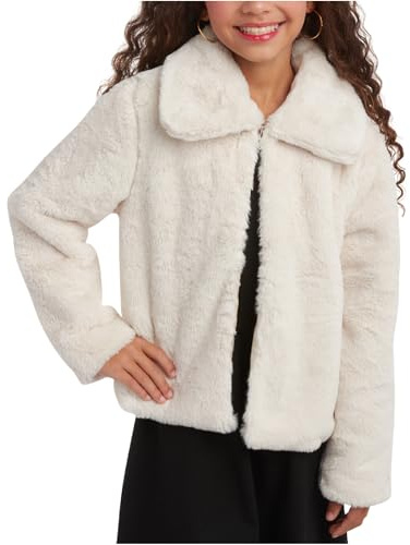 URBAN REPUBLIC Girls' Bolero Jacket - Stylish Cropped Faux Fur Bolero Cardigan - Fashion Outerwear Jackets for Girls (7-14), Size 10-12, Ivory