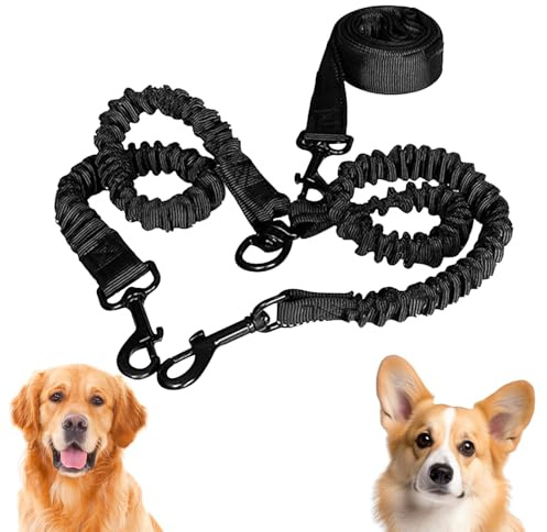 DKDDSSS Doppelleine für 2 Hunde - Sichere Führleine für Hunde - Leine für 2 Hunde - Doppelleine Klein & Groß - Hundeleine 2 Hunde - Koppelleine mit 2 Karabiner