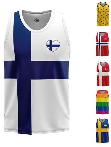NW NATIONWEAR Finlands Flagga Linne för Herrar – Prideparad Outfit Gay Pride Tröja Love Parade Regnbågslinne Sommarlinne Ärmlös Finland Nationaldag