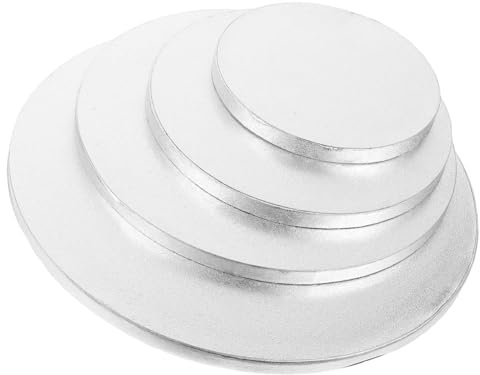 KICHOUSE 4 Stück Werkzeuge Zum Dekorieren Von Kuchen Tortenständer Kuchenbretter Für Den Haushalt Kuchen Kartonboden Mousse-bretter Runden Kuchen Aus Pappe Kuchenböden Silver Wellpapier