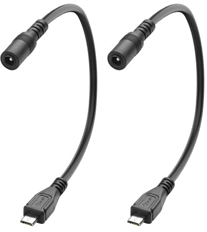 XMSJSIY DC 5.5.2.1mm auf Micro USB Netzteil Adapter Kabel 5V 3A DC 5521 Buchse auf Micro USB 5 Pin Stecker Ladekabel Verbinder für Handy, Tabelle, MP3 und mehr - 20CM/7.8IN 2PCS