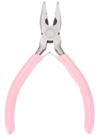 sourcing map Pliers 5 Mini Combination Pliers with Wire Cutter & Non-Slip PVC Handle Serrated Jaw Micro for Beading Tool Hobby Craft, Pink