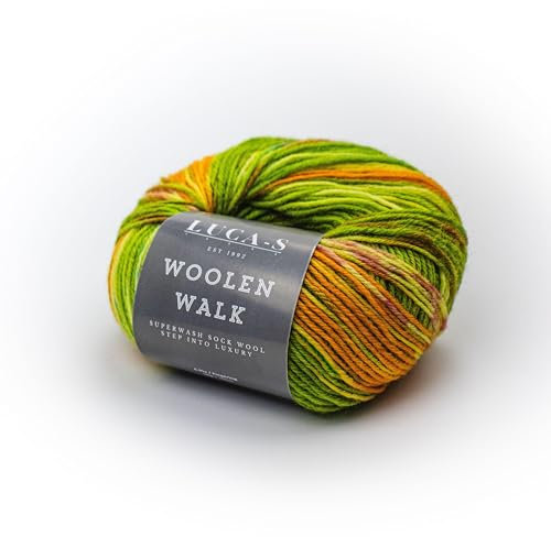 Superwash Sockenwolle zum Stricken, 4-fädiges Sockengarn aus 75 % reiner Wolle und 25 % Polyamid, 50 g Handstrickgarn für Socken, 2er-Pack