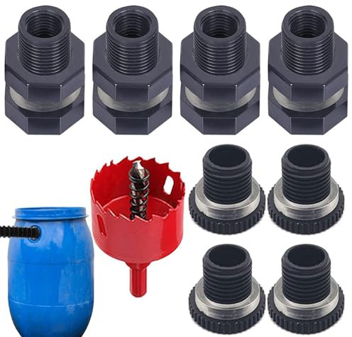 Gvblkq Adattatore da lavandino a tubo, raccordo in PVC con tappi, accessorio in PVC a tenuta stagna, uso multifunzionale per acquari, stagni, vasche da bagno, serbatoi, barili di pioggia, bianco, set