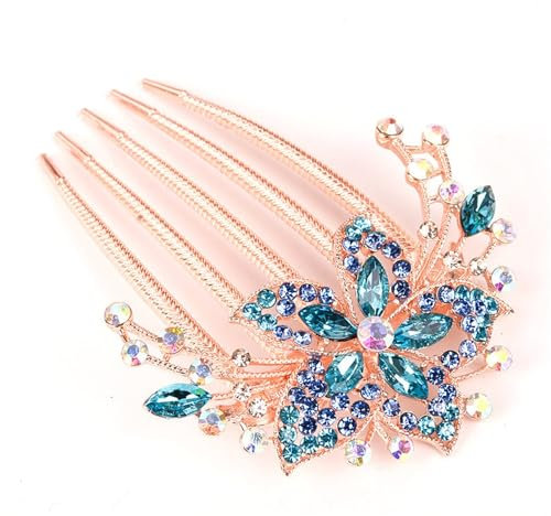 Haarkämme Legierung Strass Haarkamm Haarschmuck Haarnadel Pferdeschwanz Haarkamm(Blau)