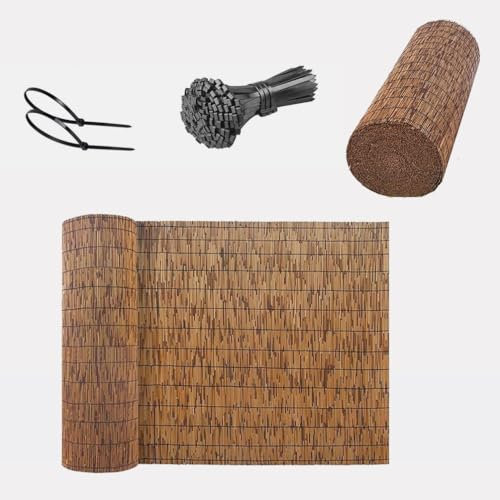 Valla De Caña Natural Tejida a Mano Pantalla Privacidad Exterior Rollos De Bambú para Cercas 30cm-180cm Estera de Cañizo ocultacion para Jardín Balcón(Marrón)