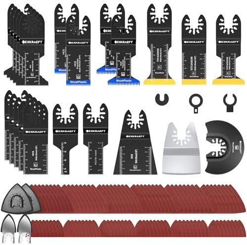 125Pcs Multi Tool Blade Kits Cutting and Sandpaper Oscillating Tool Accessories Universal Oscillating Saw Blades for Milwaukee Ryobi Rockwell Fein Dremel and More