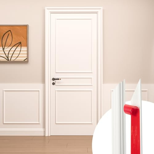 Art3d Kit de moulure de porte pré-fabriqué avec ruban acrylique, panneaux autocollants à peindre pour décoration de cadre et accents muraux, 1 lot de 3 cadres