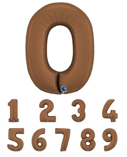 Palloncino Numero Gigante in Foil, Marrone Cioccolato, 102 cm, Numeri 0-9 Disponibili, per Feste e Compleanni - scegli tra 1 o 2 palloncini, OFFERTA CONVENIENZA sul secondo