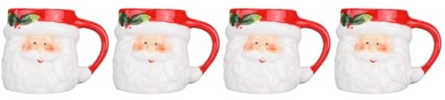 TOPBATHY 4 Piezas Taza Navideña de Cerámica Santa Claus Taza Creativa Colores Surtidos para Celebraciones y de Navidad