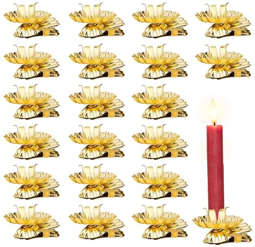 20 portacandele a clip, mini portacandele in oro per albero di Natale, per albero di Natale, per candele, compleanni, decorazioni natalizie (20)