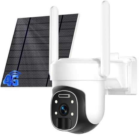 HUEVUE 4G LTE Mobilfunk-Sicherheitskamera, kabellos, für den Außenbereich, 2K, kein WLAN, Sicherheitskamera, solarbetrieben, mit Farbnachtsicht, PIR-Bewegungssensor, AI-Tracking für Bauernhof