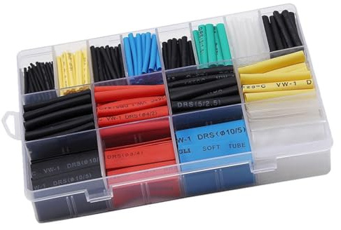 YIXANNX Set di guaine termorestringenti da 580 pezzi, guaina per cavi elettrici in poliolefina assortita per isolamento, codifica a colori, guaina termorestringente