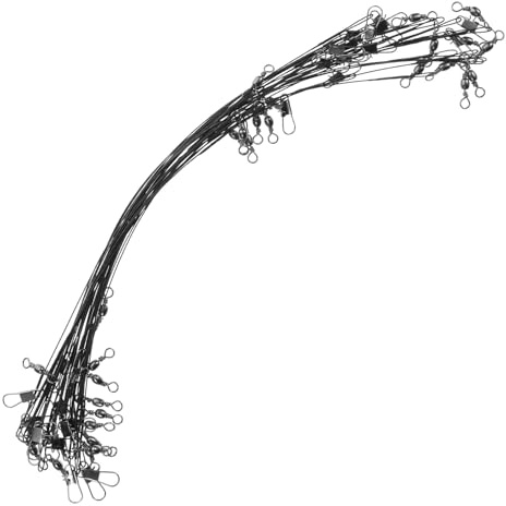 DECOMELODY Línea de Pesca con Señuelo de Alambre Acero Inoxidable Negra, 80 Unidades (15cm, 20cm, 25cm, 30cm), Líderes Anti-mordedura para Agua Salada y Dulce, Aparejo Resistente para Pesca