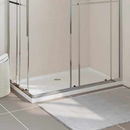 Piatto doccia rettangolare ABS bianco 70 x 120 cm lucido vasca da bagno con soglia bassa per un facile accesso, antigraffio e antimacchia, fibra di vetro rinforzata longevità