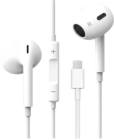 Cuffie in-ear per iPhone, HiFi Audio Stereo con cavo, cuffie con microfono e controllo del volume, compatibili con iPhone 14/14 Pro/14 Pro Max/13Pro/12 Mini/SE/11/X/XS Max/XR/8/7 Plus iOS