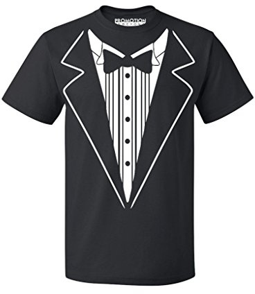 P&B Tuxedo White Funny Men's T-Shirt, L, Black