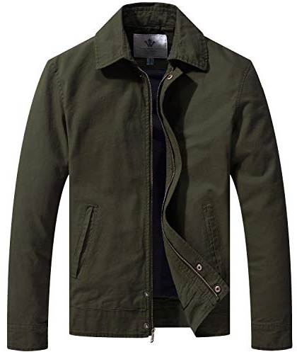 WenVen Men's Casual Cotton Light Jacket Military Barn Coat (Army Green, M)