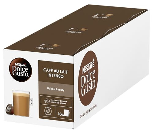 NESCAFÉ Dolce Gusto Café Au Lait Intenso Coffee Pods, Bold & Roasty, 3 Packs of 16 Capsules (Total 48 Drinks)
