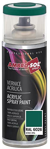 Ambro-Sol - Mehrzweck Acryllack Spray V4006026, Hochglanzfarbe für Innen und Außen, Acryl Spray für Alle Materialien, 400 ml Recyclebare Acryl Sprühfarbe Weißblech-Sprühdose - Grünlichen