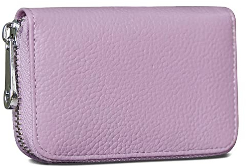 GADIEMKENSD Womens Credit Card Holder Small RFID Blocking Ladies Wallet with Stainless Steel Zipper Excellent Genuine Leather Accordion Wallets Case Slim Blocked Zip Accordian Cards Light Purple