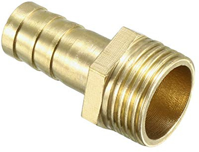 sourcing map Brass Barb Hose Fitting Connector Adapter 10mm Barbed x G3/8 Male Pipe, 1pcs