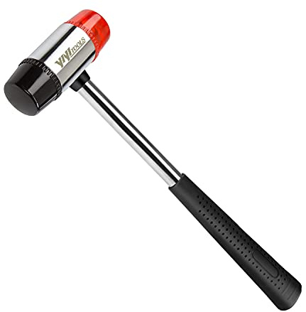 YIYITOOLS Double-Faced Soft Mallet, Hammer, Jewelry, Wood, Flooring Installation, Non Sparking Blow and Plastic Handle – 35-mm, Red and Black