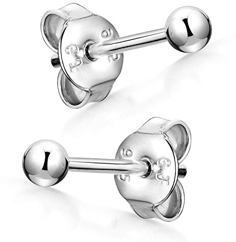 Kugel Ohrstecker Silber 925 für Damen und Herren rhodiniert SO-434 | Runden Stecker Ohrringe aus hautfreundlichem Sterlingsilber, auch für 2. Ohrloch von MATERIA by Matthias Wagner