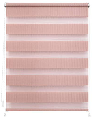 Lichtblick Doppelrollo ohne Bohren mit Verspannung, Trendfarben, stufenlos verstellbar, einfache Montage, für Fenster Altrosa,70 cm x 150 cm (B x L)