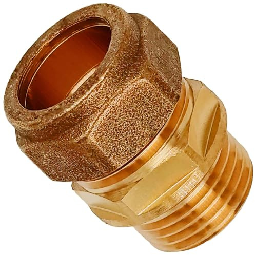 MegaHaustechnik Schraubfitting Kupferrohr, Übergang, 22mm x 3/4 Zoll AG | Mit Kragen, Messing Klemmringverschraubung, Trinkwasser geeignet, für Rohr-Außendurchmesser 22mm, 3/4 Zoll Außengewinde