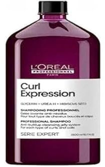 L'Oréal Professionnel, Sulfatfritt geléschampo, krusigt lockigt hår, anti-rester, avlägsnar föroreningar och återfuktar intensivt, lockigt uttryck, serie expert, 1 500 ml
