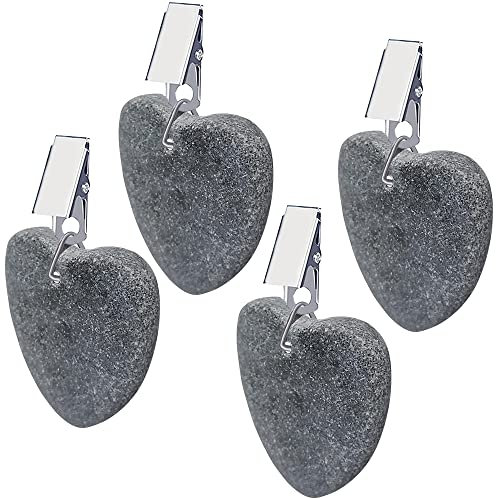 Aongray Herzmuster Tischdeckenbeschwerer Set Stein,4 Stück Tischtuchgewichte aus Naturstein für Familie Party Camping Hochzeit Garten Picknick(Jeder ca. 58 g)