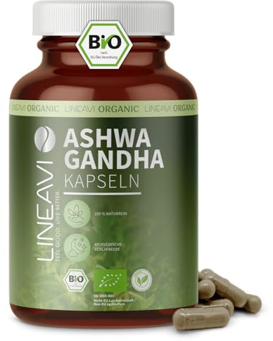 LINEAVI Ashwagandha 150 gélules bio, poudre d'ashwagandha finement moulue de qualité bio, issue de la doctrine ayurvédique indienne, purement naturelle et végétalienne