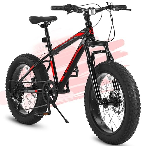 Elecony Ecarpat 20/24/26 Inch Fat Tire Mountain Bikes 7-Speed with Mechanical Disc Brakes Front Suspension, Mens Womens All Terrain Mountain Winter Snow Beach Bicycles