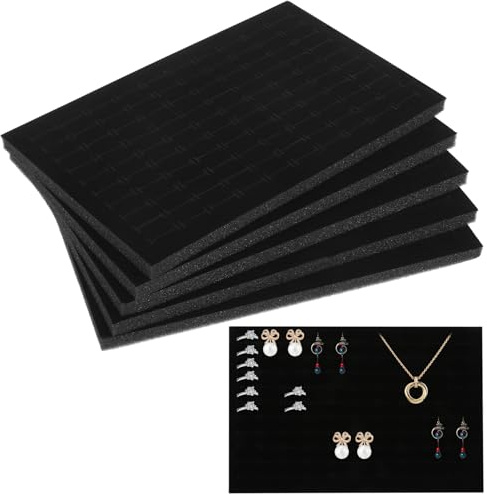 DOITOOL Jewelry Box Pad Inserts 4Pcs 11.02X7.08 Inch Black Foam Liners for Rings Earrings Studs Storage Organizer Tray Protector
