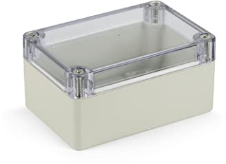 Blanko Modulgehäuse, Universal-Gehäuse aus ABS-Kunststoff mit transparentem Deckel, Mehrzweckghäuse mit Montagepunkten für Leiterplatten, IP 65 Schutzklasse, LxBxH 100x68x50 mm, Lichtgrau