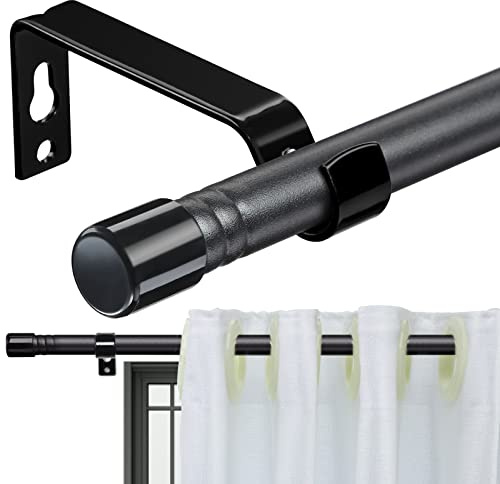 Curtain Poles 76-157 cm for Windows, 1.6 cm Matte Black Curtain Pole Set with Brackets Small Drapery Curtain Rods for Living Room